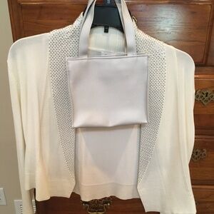 Calvin Klein Small Bejeweled Cardigan & CK purse/evening bag. NWT